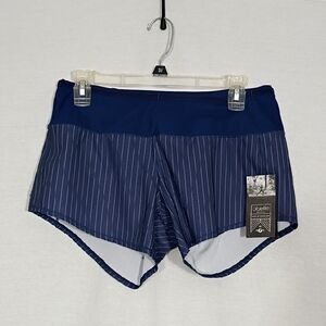 NWT Oiselle Toolbelt Roga Shorts Grounded Pinstripe Women Size 4 Workout Running